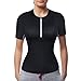 Junlan Women Weight Loss Slimming Body Shaper Sauna Hot Sweat Workout Suit Neoprene Shirts Fitness Exercise Top with Zipper (Pure Black with Zipper, XL)