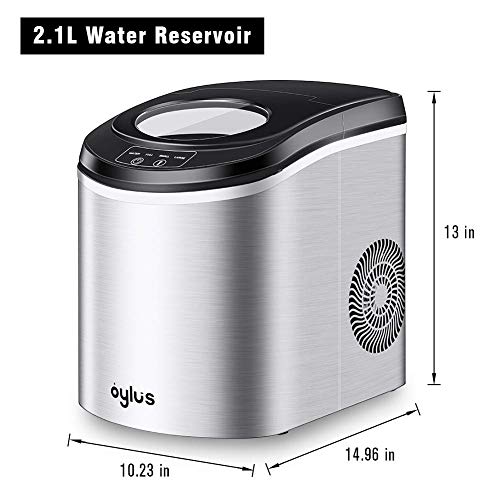 Oylus Stainless Steel Ice Maker Countertop Ice Machine for Home Kitchen Electric Ice Cube Maker - Makes 9 Ice Cubes in 7 Minutes - 26lbs Daily Perfect for Water Bottles, Mixed Drinks - Thumbnail 5