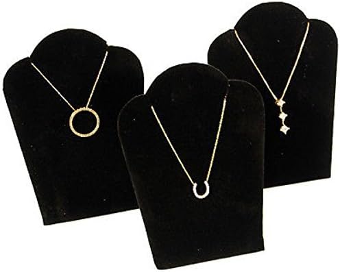 3 Black Velvet Pendant Necklace Jewelry Display 5"