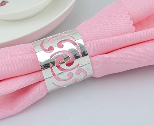 Derker Alloy Napkin Rings with Delicately Hollow out Flower Wedding Banquet Dinner Decor Favor?Pack of 4