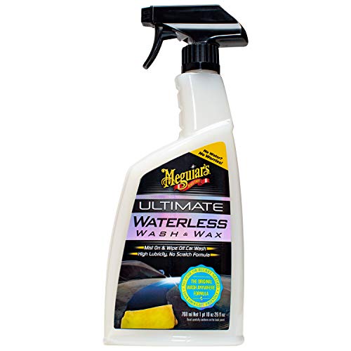 MEGUIAR’S ULTIMATE WATERLESS WASH & WAX, SCRATCH-FREE WATERLESS CAR CLEANING SPRAY THAT MAKES DETAILING QUICK AND EASY, 2-IN-1 CLEANER AND PROTECTION TO HELP YOUR RIDE SHINE, 26 OZ