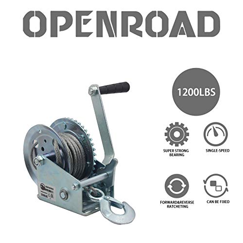OPENROAD 1200lbs Hand Winch Boat Winch | Hand Crank Winch with 8m (26ft) Cable Manual Winches | Two-Way Adjustable Boat Trailer Winch | Corrosion Resistant Towing Winches (1200lbs) - Image 2