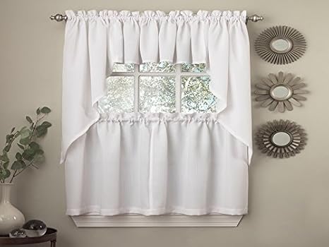 Buy Sweet Home Collection Opaque Rib Cord Kitchen Curtains Swag