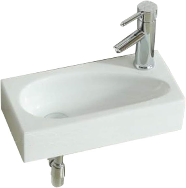 BATHROOM CLOAKROOM WALL HUNG BASIN SINK WITH TAP, WASTE AND CHROME BOTTLE TRAP
