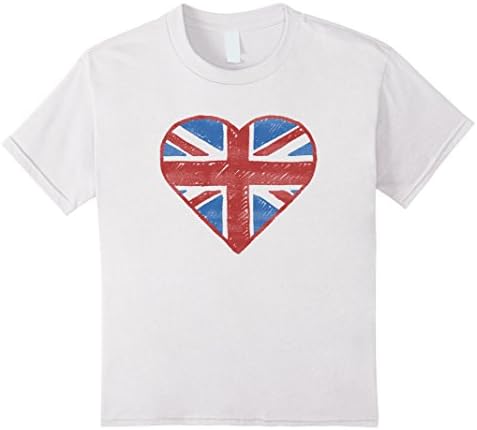 Kids Union Jack Flag Heart British UK London T Shirt 10 White