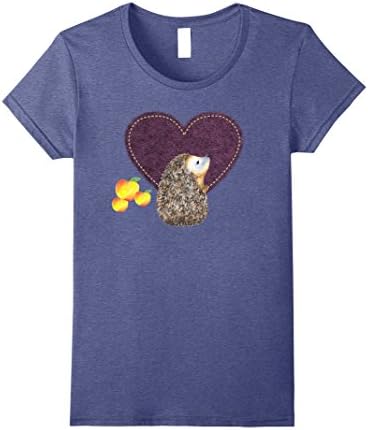 Womens Hedgehog Heart T-Shirt XL Heather Blue