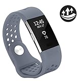 Yometome Fitbit Charge 2 Band Fashion Accessories Classic Edition Comfortable Replacement Strap for Fit bit Charge2 Sport Wristband for Girl and Boy With Breathable Holes Small Size Gray