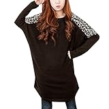 Allegra K Women Leopard Batwing Sleeve Loose Fit Top Tunic T Shirts