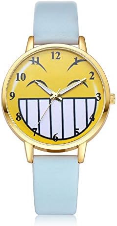 Womens Quartz Watches,LVPAI Unique Funny Emoji Round Dial Case Comfortable PU Leather Band Analog Wristwatch for Girl & Student