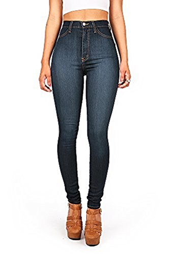 Women's Casual Ripped Holes Skinny Jeans Jeggings Straight Fit Denim Pants (US 4, Dark Blue 16)