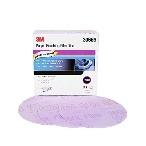3M Hookit Purple Finishing Film Abrasive Disc 260L, 30669, 6 in, P1000, 50 discs per carton