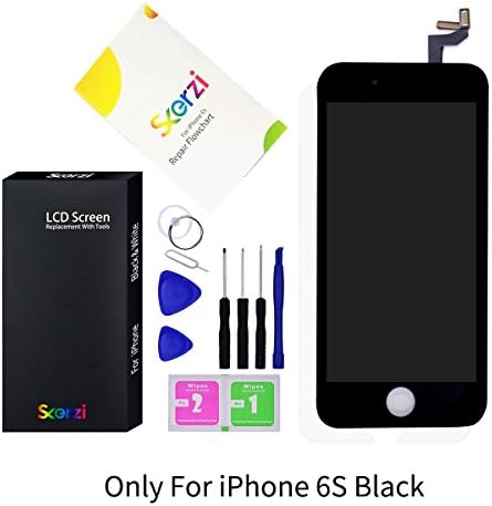 Skerzi LCD Display For iPhone 6S 4.7inch LCD Screen Replacement Kit Digitizer Touch Screen with Frame Display Assembly with 3D Touch and Repair Tools (Black)