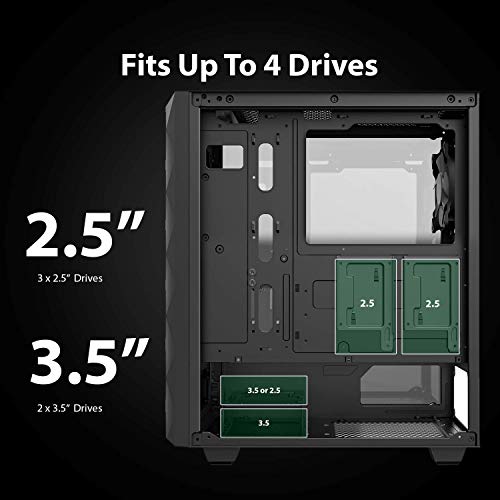 GameMax Black Diamond ARGB Mid-Tower PC Gaming Case, ATX, 3 Pin Aura Male & Female Connectors, Built in ARGB LED Strip, 1 x 120mm ARGB Fan Included, Water-Cooling Ready | Black