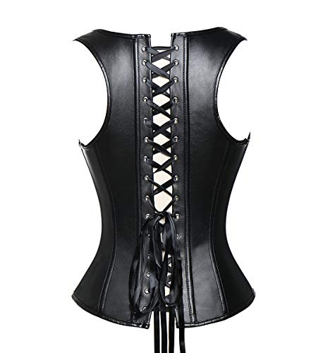 SLIMBELLE-Donna-Steampunk-Gotico-Corsetto-Sexy-Pelle-Bustino-Overbust-Corsetti-con-Ossa-dAcciaio-Plus-Size-S-6XL