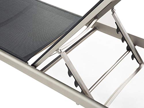Beliani Sonnenliege Gartenliege verstellbar Rückenlehne Textil/Aluminium Schwarz Fossato – Bild 6