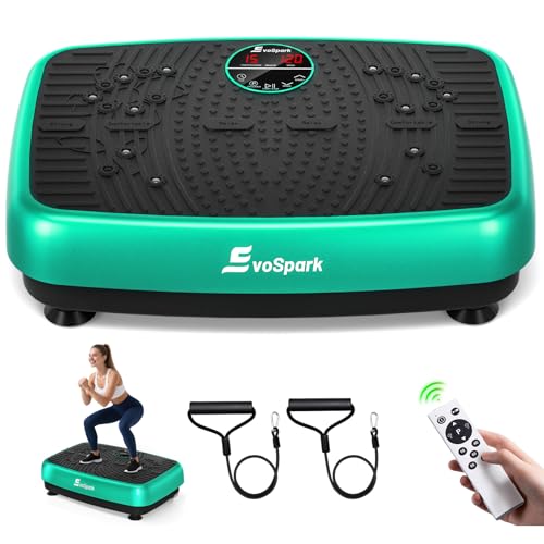Vibrationsplatte, EvoSpark Vibrationsplatte Testsieger 2025 Verbesserte mit Doppelmotoren für Abnehmen, Ganzkörpertraining - Massagegerät, 450 LBS Pow
