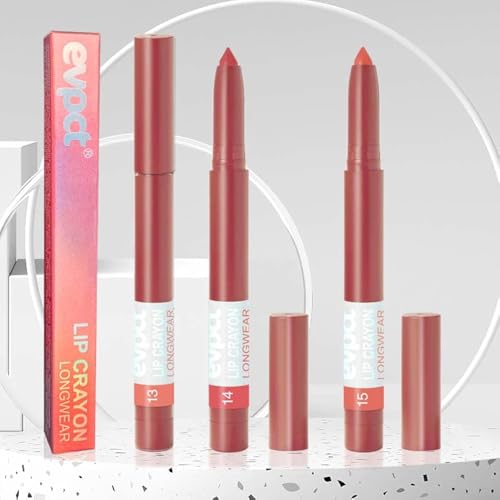 BINGBRUSH 3 Colors Crayon Matte Longwear Lipstick Pack Set,Moisture Smooth Lipliner With Built-in Sharpener Ultimate for Makeup- Nourishing Lipgloss