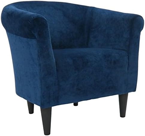 Upholstered Armchair - Accent Barrel Back Chair - Arm Chair for Living Room or Reception - Microfiber Upholstered - Club Seat (Blue)