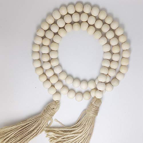 image for RGB World Big 58in Wood Bead Garland with Tassels Farmhouse Beads Rust