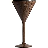 NEWPORT Stemware Collection Premium Vacuum Insulated Stainless Steel Martini Glasses, Lightweight Margarita Glasses, Unbreakable & Drinks Stay Cold, Non-Slip Base, Cocktail Glasses, 8oz, Dark Walnut