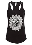 Womens Sun and Moon Yoga Black Loose Fit Tank Top Muscle Tee