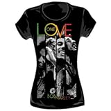 Bob Marley - One Love Stripes Juniors T-Shirt in Black, Size: X-Large, Color: Black