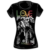 Bob Marley – One Love Stripes Juniors T-Shirt in Black, Size: Medium, Color: Black, Online Clothing Store