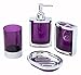 JustNile Vogue 4-Piece Translucent Purple Durable Acrylic Chrome Finished Bath Room Accessories Set, Soap Dispenser/Soap Dish/Tumbler/Soap Dish Included