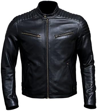 Men’s Genuine Lambskin Motorcycle Leather Jacket Black | Distressed Brown Vintage Biker Leather Jackets for Men