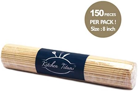 BUYRITE Bamboo Barbeque Skewers Sticks for Oven Microwave & Pan (150 Sticks 8 Inch)