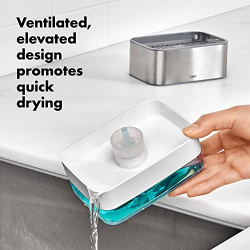 OXO Good Grips Stainless Steel Soap Dispensing Sponge Holder Clear