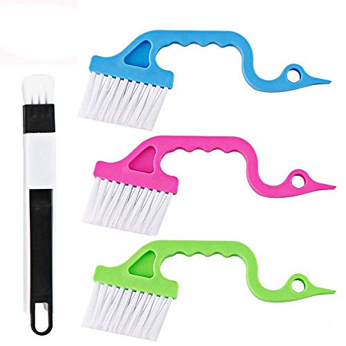 Genenic 4 Pcs Hand-held Windows Track Cleaning Brushes,Groove Gap Cleaning Tool,Doors Kitchen Corner Cleaning Brush