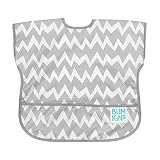 Bumkins Junior Bib / Short Sleeve Toddler Bib / Smock 1-3 Years, Waterproof, Washable, Stain and Odor Resistant -  Gray Chevron