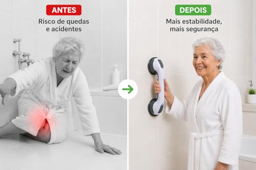 Barra de Apoio Banheiro com Ventosa Kit 2 Unidades Portatil Suporte para Idoso Antiderrapante Para Vaso Chuveiro Banheira Segura Ate 100kg