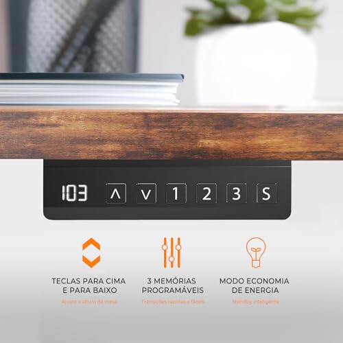 Estrutura de Mesa Elétrica Ajustável para Trabalho em Pé e Sentado – 3 Configurações de Memória, Altura de 72cm a 120cm, Base Ergonômica e Design Silencioso (Preto)