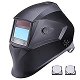 Welding Helmet, Tacklife PAH01D Solar Power Auto Darkening Welding Helmet with Adjustable Shade Range DIN 9-13/Grind DIN 4 and 4 Premium Sensors, Highest Optical Class (1/1/1/1), High Impact Polyamide