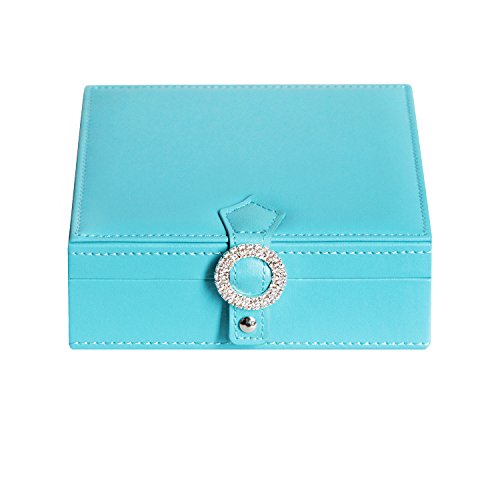 JackCubeDesign Leather 9 Slots Ring Organizer Storage Jewelry Box Display with Mirror Inside Velvet Divider Ring Tray Case Holder(Sky Blue, 6.5 x 6.5 x 2.3 inches) – :MK354B