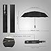 Hanmir Windproof Rain Umbrellas, Compact Auto Open Close Golf Umbrella, 8 Ribs - Black