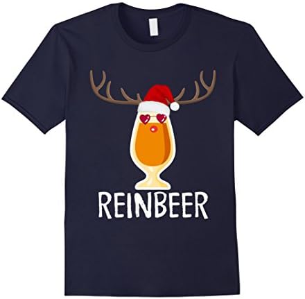 Mens Reinbeer T-Shirt Funny Christmas Gift For Beer Lovers TShirt XL Navy