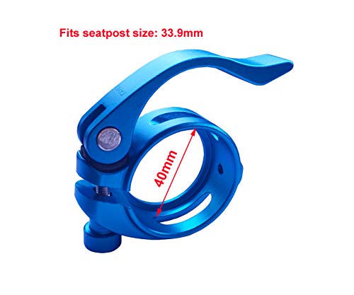 DEERU Aluminum Quick-Release Seat Post Clamp 40mm Bike Seat Clamp Fold Bike Seatpost Clamp, Blue