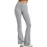 COUVER Women Cotton Bootcut Wide Waist-Band Workout Bootleg Yoga Pants