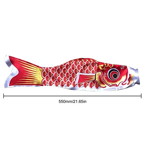 New 5 Colors 55cm Waterproof Japanese Carp Windsock Streamer Hanging Fish Flag Decor Kite Koinobori for Children - Orange - Thumbnail 4