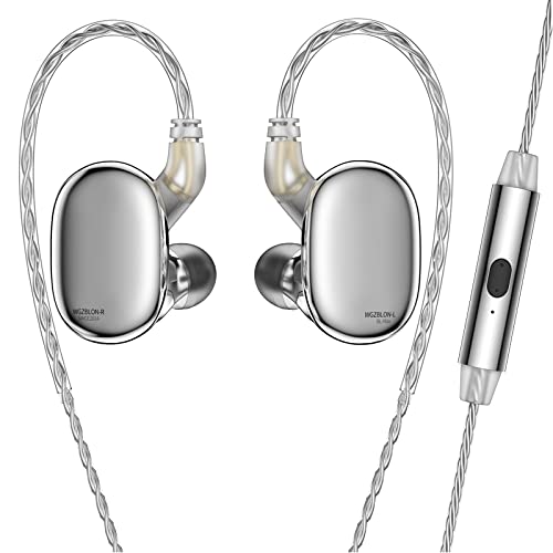 Yinyoo BLON BL-MAX HiFi Headphones, Blon in Ear Monitors Dual Dynamic Drivers Earphones, Bass IEM Wired In-ear Earbuds Headset with Detachable 2 Pin Cable for Musicians Singer (Silver, With mic) — image 1