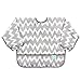 Bumkins  Sleeved Bib / Baby Bib / Toddler Bib / Smock, Waterproof, Washable, Stain and Odor Resistant, 6-24 Months  - Gray Chevron primary