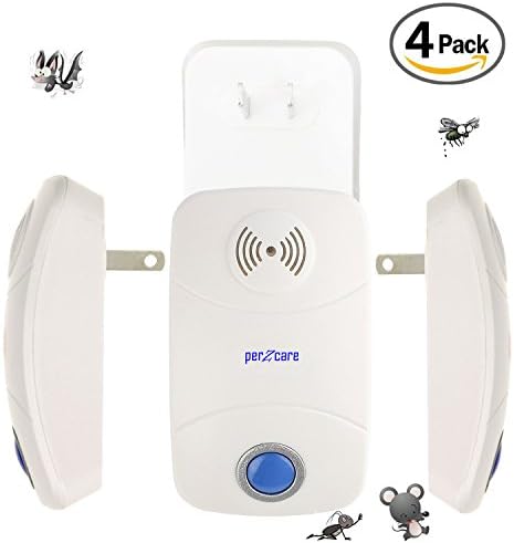 Pest Repeller [UPGRADED] 4 Pack Perzcare Ultrasonic Electronic Pest Reject Plug in Control Repellent for Insects &amp; Mice, Roaches, Bugs, Flies, Fleas, Ants and Mosquitoes