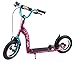 BIKESTAR Original Safety Pro Sport Push Kick Scooter Kids with Brakes, Mudguard and air Tires for Age 7 Year Old Children | Sport Edition with Alloy Wheels 12 Inch | Bewitching Berry & Turquoise
