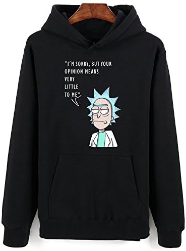 LIESA Winter Spring Rick and Morty Pullover Hoodies Funny Cartoon Casual Sweatshirt For Men Women - Black M