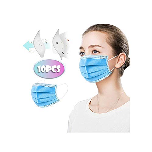 Obestseller Disposable 3 Ply Supplies - With Nanofiber Filter Lining, Student Start School Necessities (One Size, Blue 10Pcs)