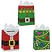 18 Pack of Santa Claus Suit Medium Gift Bags; 3 Christmas Designs Goodie Bags for Classrooms, Party Favors, Small Gift Bags, Kraft Holiday Gift Bags and Christmas Craft Bags by Joiedomi