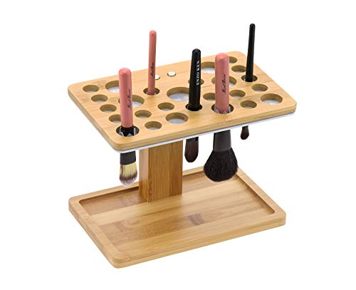 JackCubeDesign Bamboo Brush Makeup Cosmetic Air Drying Rack Tower Acrylic Folding Brushes Dryer Holder Display Organizer Tower Stand Support Tray(26 Holes, 7.87 x 5.12 x 6.3 inches) - :MK288B
